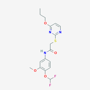 molecular formula C17H19F2N3O4S B4366962 N-[4-(difluoromethoxy)-3-methoxyphenyl]-2-[(4-propoxy-2-pyrimidinyl)thio]acetamide 