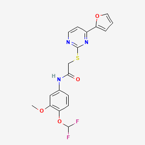 molecular formula C18H15F2N3O4S B4366987 N-[4-(difluoromethoxy)-3-methoxyphenyl]-2-{[4-(2-furyl)-2-pyrimidinyl]thio}acetamide 