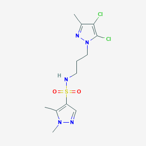 molecular formula C12H17Cl2N5O2S B4367041 N-[3-(4,5-dichloro-3-methyl-1H-pyrazol-1-yl)propyl]-1,5-dimethyl-1H-pyrazole-4-sulfonamide 