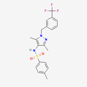 molecular formula C20H20F3N3O2S B4367056 N-{3,5-dimethyl-1-[3-(trifluoromethyl)benzyl]-1H-pyrazol-4-yl}-4-methylbenzenesulfonamide 