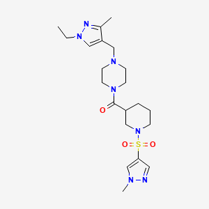 molecular formula C21H33N7O3S B4367098 1-[(1-ethyl-3-methyl-1H-pyrazol-4-yl)methyl]-4-({1-[(1-methyl-1H-pyrazol-4-yl)sulfonyl]-3-piperidinyl}carbonyl)piperazine 