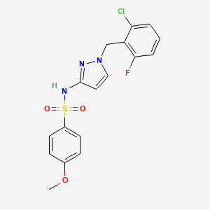 molecular formula C17H15ClFN3O3S B4367118 N-[1-(2-chloro-6-fluorobenzyl)-1H-pyrazol-3-yl]-4-methoxybenzenesulfonamide 
