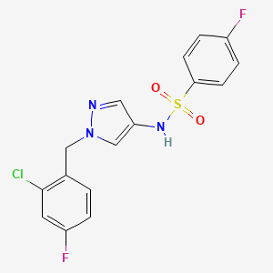 molecular formula C16H12ClF2N3O2S B4367126 N-[1-(2-chloro-4-fluorobenzyl)-1H-pyrazol-4-yl]-4-fluorobenzenesulfonamide 