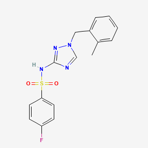 molecular formula C16H15FN4O2S B4367146 4-fluoro-N-[1-(2-methylbenzyl)-1H-1,2,4-triazol-3-yl]benzenesulfonamide 