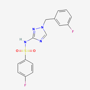 molecular formula C15H12F2N4O2S B4367161 4-fluoro-N-[1-(3-fluorobenzyl)-1H-1,2,4-triazol-3-yl]benzenesulfonamide 