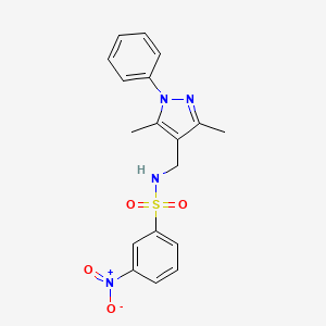 molecular formula C18H18N4O4S B4367173 N-[(3,5-dimethyl-1-phenyl-1H-pyrazol-4-yl)methyl]-3-nitrobenzenesulfonamide 
