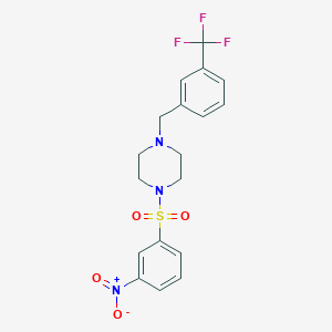 molecular formula C18H18F3N3O4S B4367199 1-[(3-nitrophenyl)sulfonyl]-4-[3-(trifluoromethyl)benzyl]piperazine 