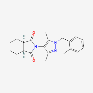 molecular formula C21H25N3O2 B4367210 (3aR,7aS)-2-[3,5-dimethyl-1-(2-methylbenzyl)-1H-pyrazol-4-yl]hexahydro-1H-isoindole-1,3(2H)-dione 