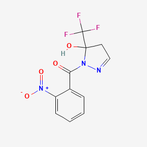 molecular formula C11H8F3N3O4 B4367236 1-(2-nitrobenzoyl)-5-(trifluoromethyl)-4,5-dihydro-1H-pyrazol-5-ol 