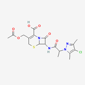 molecular formula C18H21ClN4O6S B4367249 3-[(acetyloxy)methyl]-7-{[2-(4-chloro-3,5-dimethyl-1H-pyrazol-1-yl)propanoyl]amino}-8-oxo-5-thia-1-azabicyclo[4.2.0]oct-2-ene-2-carboxylic acid 