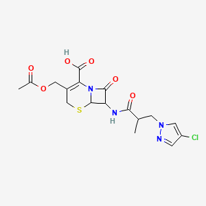 3-[(acetyloxy)methyl]-7-{[3-(4-chloro-1H-pyrazol-1-yl)-2-methylpropanoyl]amino}-8-oxo-5-thia-1-azabicyclo[4.2.0]oct-2-ene-2-carboxylic acid
