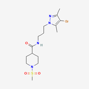 molecular formula C15H25BrN4O3S B4367299 N-[3-(4-bromo-3,5-dimethyl-1H-pyrazol-1-yl)propyl]-1-(methylsulfonyl)-4-piperidinecarboxamide 