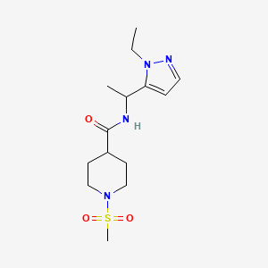 molecular formula C14H24N4O3S B4367306 N-[1-(1-ethyl-1H-pyrazol-5-yl)ethyl]-1-(methylsulfonyl)-4-piperidinecarboxamide 