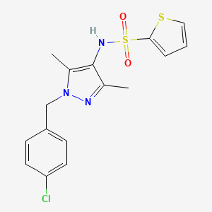 molecular formula C16H16ClN3O2S2 B4367318 N-[1-(4-chlorobenzyl)-3,5-dimethyl-1H-pyrazol-4-yl]-2-thiophenesulfonamide 