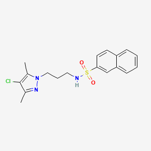 molecular formula C18H20ClN3O2S B4367425 N-[3-(4-chloro-3,5-dimethyl-1H-pyrazol-1-yl)propyl]-2-naphthalenesulfonamide 