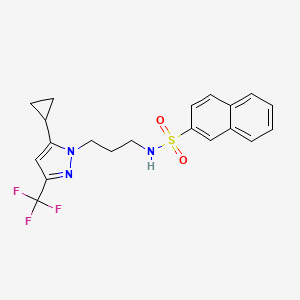molecular formula C20H20F3N3O2S B4367433 N-{3-[5-cyclopropyl-3-(trifluoromethyl)-1H-pyrazol-1-yl]propyl}-2-naphthalenesulfonamide 