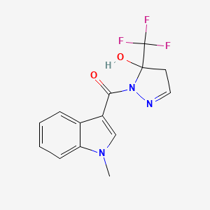 molecular formula C14H12F3N3O2 B4367449 1-[(1-methyl-1H-indol-3-yl)carbonyl]-5-(trifluoromethyl)-4,5-dihydro-1H-pyrazol-5-ol 