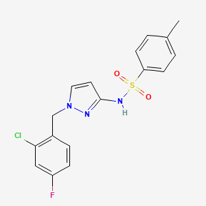molecular formula C17H15ClFN3O2S B4367456 N-[1-(2-chloro-4-fluorobenzyl)-1H-pyrazol-3-yl]-4-methylbenzenesulfonamide 