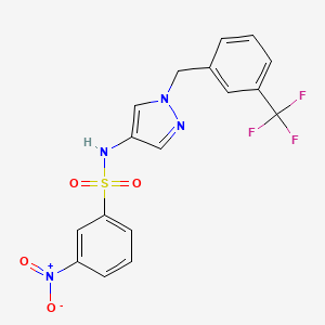 molecular formula C17H13F3N4O4S B4367468 3-nitro-N-{1-[3-(trifluoromethyl)benzyl]-1H-pyrazol-4-yl}benzenesulfonamide CAS No. 7166-90-7