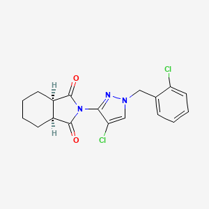 molecular formula C18H17Cl2N3O2 B4367475 (3aR,7aS)-2-[4-chloro-1-(2-chlorobenzyl)-1H-pyrazol-3-yl]hexahydro-1H-isoindole-1,3(2H)-dione 