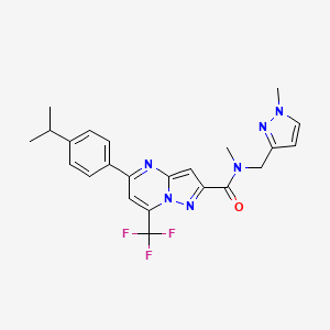 molecular formula C23H23F3N6O B4367476 5-(4-isopropylphenyl)-N-methyl-N-[(1-methyl-1H-pyrazol-3-yl)methyl]-7-(trifluoromethyl)pyrazolo[1,5-a]pyrimidine-2-carboxamide 