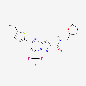 molecular formula C19H19F3N4O2S B4367478 5-(5-ethyl-2-thienyl)-N-(tetrahydro-2-furanylmethyl)-7-(trifluoromethyl)pyrazolo[1,5-a]pyrimidine-2-carboxamide 