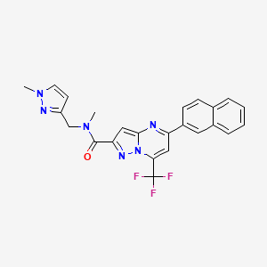 molecular formula C24H19F3N6O B4367481 N-methyl-N-[(1-methyl-1H-pyrazol-3-yl)methyl]-5-(2-naphthyl)-7-(trifluoromethyl)pyrazolo[1,5-a]pyrimidine-2-carboxamide 