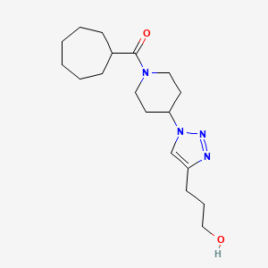 molecular formula C18H30N4O2 B4367482 3-{1-[1-(cycloheptylcarbonyl)piperidin-4-yl]-1H-1,2,3-triazol-4-yl}propan-1-ol 