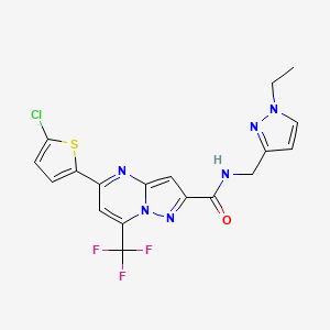 molecular formula C18H14ClF3N6OS B4367494 5-(5-chloro-2-thienyl)-N-[(1-ethyl-1H-pyrazol-3-yl)methyl]-7-(trifluoromethyl)pyrazolo[1,5-a]pyrimidine-2-carboxamide 