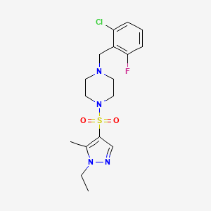 molecular formula C17H22ClFN4O2S B4367500 1-(2-chloro-6-fluorobenzyl)-4-[(1-ethyl-5-methyl-1H-pyrazol-4-yl)sulfonyl]piperazine 