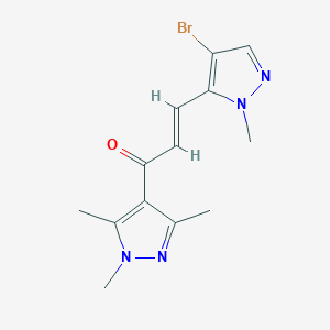 molecular formula C13H15BrN4O B4367503 3-(4-bromo-1-methyl-1H-pyrazol-5-yl)-1-(1,3,5-trimethyl-1H-pyrazol-4-yl)-2-propen-1-one 