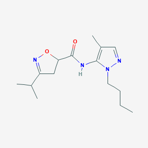 molecular formula C15H24N4O2 B4367510 N-(1-butyl-4-methyl-1H-pyrazol-5-yl)-3-isopropyl-4,5-dihydroisoxazole-5-carboxamide 