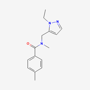 molecular formula C15H19N3O B4367514 N-[(1-ethyl-1H-pyrazol-5-yl)methyl]-N,4-dimethylbenzamide CAS No. 1005614-86-7