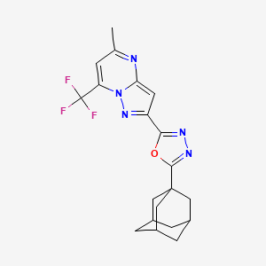 molecular formula C20H20F3N5O B4367523 2-[5-(1-adamantyl)-1,3,4-oxadiazol-2-yl]-5-methyl-7-(trifluoromethyl)pyrazolo[1,5-a]pyrimidine 