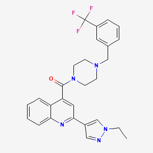 molecular formula C27H26F3N5O B4367545 2-(1-ethyl-1H-pyrazol-4-yl)-4-({4-[3-(trifluoromethyl)benzyl]-1-piperazinyl}carbonyl)quinoline 
