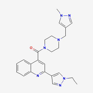 molecular formula C24H27N7O B4367551 2-(1-ethyl-1H-pyrazol-4-yl)-4-({4-[(1-methyl-1H-pyrazol-4-yl)methyl]-1-piperazinyl}carbonyl)quinoline 