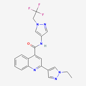 molecular formula C20H17F3N6O B4367552 2-(1-ethyl-1H-pyrazol-4-yl)-N-[1-(2,2,2-trifluoroethyl)-1H-pyrazol-4-yl]-4-quinolinecarboxamide 