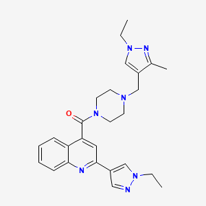 molecular formula C26H31N7O B4367557 4-({4-[(1-ethyl-3-methyl-1H-pyrazol-4-yl)methyl]-1-piperazinyl}carbonyl)-2-(1-ethyl-1H-pyrazol-4-yl)quinoline 