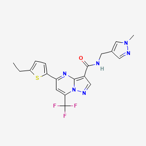 molecular formula C19H17F3N6OS B4367560 5-(5-ethyl-2-thienyl)-N-[(1-methyl-1H-pyrazol-4-yl)methyl]-7-(trifluoromethyl)pyrazolo[1,5-a]pyrimidine-3-carboxamide 