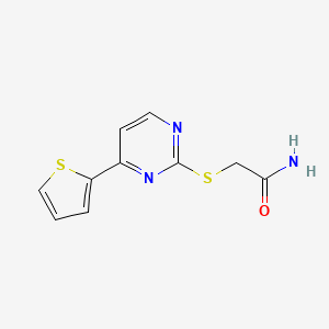 molecular formula C10H9N3OS2 B4367597 2-{[4-(2-thienyl)-2-pyrimidinyl]thio}acetamide 