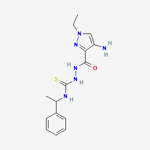 molecular formula C15H20N6OS B4367645 2-[(4-amino-1-ethyl-1H-pyrazol-3-yl)carbonyl]-N-(1-phenylethyl)hydrazinecarbothioamide 