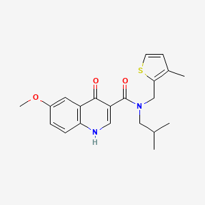 molecular formula C21H24N2O3S B4367654 N-isobutyl-6-methoxy-N-[(3-methyl-2-thienyl)methyl]-4-oxo-1,4-dihydroquinoline-3-carboxamide 