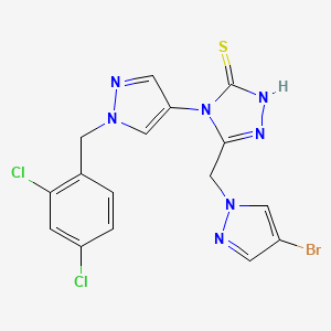 molecular formula C16H12BrCl2N7S B4367673 5-[(4-bromo-1H-pyrazol-1-yl)methyl]-4-[1-(2,4-dichlorobenzyl)-1H-pyrazol-4-yl]-4H-1,2,4-triazole-3-thiol 