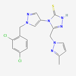molecular formula C17H15Cl2N7S B4367675 4-[1-(2,4-dichlorobenzyl)-1H-pyrazol-4-yl]-5-[(3-methyl-1H-pyrazol-1-yl)methyl]-4H-1,2,4-triazole-3-thiol 