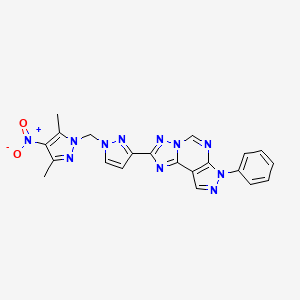 molecular formula C21H17N11O2 B4367684 2-{1-[(3,5-dimethyl-4-nitro-1H-pyrazol-1-yl)methyl]-1H-pyrazol-3-yl}-7-phenyl-7H-pyrazolo[4,3-e][1,2,4]triazolo[1,5-c]pyrimidine 