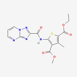 molecular formula C16H15N5O5S B4367692 2-ethyl 4-methyl 3-methyl-5-[([1,2,4]triazolo[1,5-a]pyrimidin-2-ylcarbonyl)amino]-2,4-thiophenedicarboxylate 