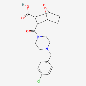 molecular formula C19H23ClN2O4 B4367704 3-{[4-(4-chlorobenzyl)-1-piperazinyl]carbonyl}-7-oxabicyclo[2.2.1]heptane-2-carboxylic acid 