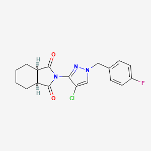 molecular formula C18H17ClFN3O2 B4367715 (3aR,7aS)-2-[4-chloro-1-(4-fluorobenzyl)-1H-pyrazol-3-yl]hexahydro-1H-isoindole-1,3(2H)-dione 