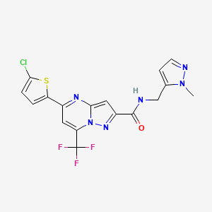 molecular formula C17H12ClF3N6OS B4367746 5-(5-chloro-2-thienyl)-N-[(1-methyl-1H-pyrazol-5-yl)methyl]-7-(trifluoromethyl)pyrazolo[1,5-a]pyrimidine-2-carboxamide 