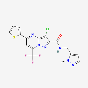 molecular formula C17H12ClF3N6OS B4367751 3-chloro-N-[(1-methyl-1H-pyrazol-5-yl)methyl]-5-(2-thienyl)-7-(trifluoromethyl)pyrazolo[1,5-a]pyrimidine-2-carboxamide 